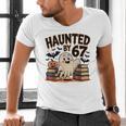 Haunted By 67 Teacher Ghost Pumpkin Halloween Costum Men's V-Neck T-Shirt, gift for family, gift for coworker