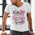 Hello Second Grade First Day Of School Coquette Teacher Girl Men's V-Neck T-Shirt, First Grade Teacher Shirts, gift for family, gift for coworker Hello Second Grade First Day Of School Coquette Teacher Girl Men's V-Neck T-Shirt, First Grade Teacher Shirts, gift for family, gift for coworker