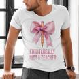 I'm Literally Just a Teacher Pencil Coquette Bow School Men's V-Neck T-Shirt, gift for family, gift for coworker I'm Literally Just a Teacher Pencil Coquette Bow School Men's V-Neck T-Shirt, gift for family, gift for coworker