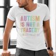 Kids AUTISM IS NOT A TRAGEDY IGNORANCE IS Proud Teacher Crew Men's V-Neck T-Shirt, gift for family, gift for coworker
