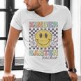 Kindergarten Teacher Team Hippie Smile Face Back To School Men's V-Neck T-Shirt, gift for family, gift for coworker Kindergarten Teacher Team Hippie Smile Face Back To School Men's V-Neck T-Shirt, gift for family, gift for coworker
