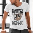 Newtons First Law Physics Jokes Science Teacher Men's V-Neck T-Shirt, Science Teacher Shirts, gift for family, gift for coworker