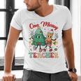 One Merry Teacher Groovy Christmas Tree Pjs Xmas Teacher Men's V-Neck T-Shirt, Groovy Teacher Shirts, gift for family, gift for coworker One Merry Teacher Groovy Christmas Tree Pjs Xmas Teacher Men's V-Neck T-Shirt, Groovy Teacher Shirts, gift for family, gift for coworker