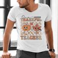 One Thankful Teacher Thanksgiving Groovy Fall Autumn Teacher Men's V-Neck T-Shirt, Groovy Teacher Shirts, gift for family, gift for coworker One Thankful Teacher Thanksgiving Groovy Fall Autumn Teacher Men's V-Neck T-Shirt, Groovy Teacher Shirts, gift for family, gift for coworker