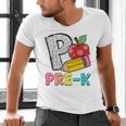 P Is For Pre-K Teacher Pencil Apple Back To School Men's V-Neck T-Shirt, gift for family, gift for coworker P Is For Pre-K Teacher Pencil Apple Back To School Men's V-Neck T-Shirt, gift for family, gift for coworker