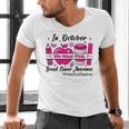 Preschool Teacher In October We Wear Pink Breast Cancer Men's V-Neck T-Shirt, gift for family, gift for coworker