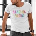 READING ROCKS English Teacher ELA ABCD Read Star Kinder Men's V-Neck T-Shirt, English Teacher Shirts, gift for family, gift for coworker READING ROCKS English Teacher ELA ABCD Read Star Kinder Men's V-Neck T-Shirt, English Teacher Shirts, gift for family, gift for coworker