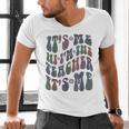 Retro IT'S ME Hi I'm The TEACHER Groovy Testing Squad Pink Men's V-Neck T-Shirt, Groovy Teacher Shirts, gift for family, gift for coworker