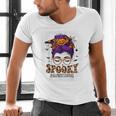 Spooky Paraprofessional Life Halloween Messy Bun Teacher For Men Women Men's V-Neck T-Shirt, gift for family, gift for coworker Spooky Paraprofessional Life Halloween Messy Bun Teacher For Men Women Men's V-Neck T-Shirt, gift for family, gift for coworker