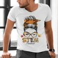 STEM Teacher Messy Bun Fall Vibes Autumn Thanksgiving Men Women Men's V-Neck T-Shirt, gift for family, gift for coworker