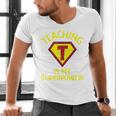 Teaching Is My Superpower Fun Elementary Teacher 1st Grade Men's V-Neck T-Shirt, gift for family, gift for coworker