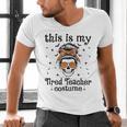 This Is My Tired Teacher Costume Skull Halloween Messy Bun Men's V-Neck T-Shirt, gift for family, gift for coworker This Is My Tired Teacher Costume Skull Halloween Messy Bun Men's V-Neck T-Shirt, gift for family, gift for coworker