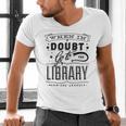 When In Doubt Go To The Library Teacher Vintage Book Lovers Men's V-Neck T-Shirt, gift for family, gift for coworker