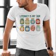 Women Literacy Is My Jam Literacy Teacher Reading Teacher Men's V-Neck T-Shirt, gift for family, gift for coworker Women Literacy Is My Jam Literacy Teacher Reading Teacher Men's V-Neck T-Shirt, gift for family, gift for coworker