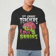 3rd Grade Teachers Love Brains Zombie Teacher Halloween Men's V-Neck T-Shirt, novelty gifts, funny gifts