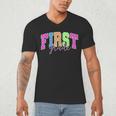 Back To School Neon Checkered First Grade Colorful Teacher Men's V-Neck T-Shirt, novelty gifts, funny gifts Back To School Neon Checkered First Grade Colorful Teacher Men's V-Neck T-Shirt, novelty gifts, funny gifts