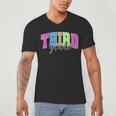 Back To School Neon Checkered Third Grade Colorful Teacher Men's V-Neck T-Shirt, novelty gifts, funny gifts