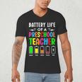 Battery Life Of a Preschool School Teacher School Week Men's V-Neck T-Shirt, novelty gifts, funny gifts