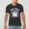 Boo Jour Ghost Halloween French Teacher Cute Coffe Croissant Men's V-Neck T-Shirt, novelty gifts, funny gifts