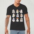 Cute Ghost Reading Books Teacher Halloween Reading Men Women Kids Men's V-Neck T-Shirt, novelty gifts, funny gifts