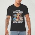 Easily Distracted By Cats & History Teacher Women Men Men's V-Neck T-Shirt, novelty gifts, funny gifts Easily Distracted By Cats & History Teacher Women Men Men's V-Neck T-Shirt, novelty gifts, funny gifts