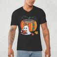 Fall Book Pumpkin Ghost Reading Books Halloween Teacher Men's V-Neck T-Shirt, novelty gifts, funny gifts Fall Book Pumpkin Ghost Reading Books Halloween Teacher Men's V-Neck T-Shirt, novelty gifts, funny gifts