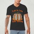 Fall In Love With Reading Pumpkin Autumn Librarians Teacher Men's V-Neck T-Shirt, novelty gifts, funny gifts