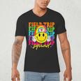 Field Trip Squad Groovy Field Day Smile Face Teacher Tie Dye Men's V-Neck T-Shirt, novelty gifts, funny gifts