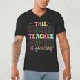 Groovy This Teacher Is Glowing Hello Summer End Of School Men's V-Neck T-Shirt, novelty gifts, funny gifts