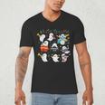 Halloween Music Teacher Ghost Playing Musical Instruments Men's V-Neck T-Shirt, novelty gifts, funny gifts