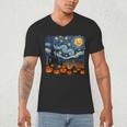 Halloween Pumpkin Starry Night Van Gogh Art Teacher Men's V-Neck T-Shirt, novelty gifts, funny gifts Halloween Pumpkin Starry Night Van Gogh Art Teacher Men's V-Neck T-Shirt, novelty gifts, funny gifts