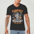 Halloween Skeleton Teacher Phonemes Graphemes Caffeine Lover Men's V-Neck T-Shirt, novelty gifts, funny gifts Halloween Skeleton Teacher Phonemes Graphemes Caffeine Lover Men's V-Neck T-Shirt, novelty gifts, funny gifts