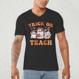Halloween Teacher Ghosts Trick Or Teach Retro Costume Women Men's V-Neck T-Shirt, novelty gifts, funny gifts