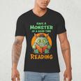 Halloween Teacher Librarian Monster Reading Books Men Women Kids Men's V-Neck T-Shirt, novelty gifts, funny gifts