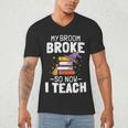 Halloween Teacher Tee My Broom Broke So Now I Teach Men's V-Neck T-Shirt, novelty gifts, funny gifts Halloween Teacher Tee My Broom Broke So Now I Teach Men's V-Neck T-Shirt, novelty gifts, funny gifts