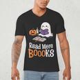 Halloween Teacher Women Cute Reading Ghost Read More Books Men's V-Neck T-Shirt, novelty gifts, funny gifts