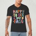 Happy To See Your Face Teacher Retro Back To School Men's V-Neck T-Shirt, novelty gifts, funny gifts
