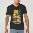 Kawaii Cats Lover Coffee Books Teacher Librarian Cat Men's V-Neck T-Shirt, novelty gifts, funny gifts