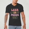 Leer Es Poder Groovy Spanish Teacher Bilingual Maestra Men Women Men's V-Neck T-Shirt, novelty gifts, funny gifts