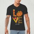 Leopard Pumpkin Love Teacher Life Thanksgiving Fall Women Men's V-Neck T-Shirt, novelty gifts, funny gifts