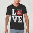 LOVE Apple 3rd Grade Teacher Student School Men's V-Neck T-Shirt, novelty gifts, funny gifts