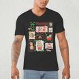 Merry And Bright Christmas Gingerbread Santa Book Teacher Men's V-Neck T-Shirt, novelty gifts, funny gifts