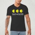 Nerdy Pac-Math Nom Retro Game Precalculus Math Teacher Men's V-Neck T-Shirt, novelty gifts, funny gifts