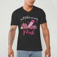 In October We Wear Pink Apple Teacher Daisy Breast Cancer Men's V-Neck T-Shirt, novelty gifts, funny gifts