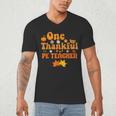 One Thankful PE Teacher Thanksgiving Fall Autumn Groovy Men's V-Neck T-Shirt, novelty gifts, funny gifts