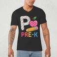 P Is For Pre K Teacher Student Pencil Apple Back To School Men's V-Neck T-Shirt, novelty gifts, funny gifts P Is For Pre K Teacher Student Pencil Apple Back To School Men's V-Neck T-Shirt, novelty gifts, funny gifts