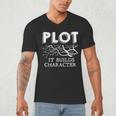 Plot It Builds Character Book Reading Teacher Men's V-Neck T-Shirt, novelty gifts, funny gifts Plot It Builds Character Book Reading Teacher Men's V-Neck T-Shirt, novelty gifts, funny gifts