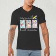 Preppy Silly Teacher Goose Build Character Back To School Men's V-Neck T-Shirt, novelty gifts, funny gifts