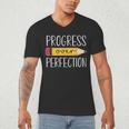 Progress Over Perfection Motivational Back To School Teacher Men's V-Neck T-Shirt, novelty gifts, funny gifts