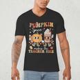 Pumpkin Spice Makes Teacher Nice Retro Fall Spooky Season Men's V-Neck T-Shirt, novelty gifts, funny gifts